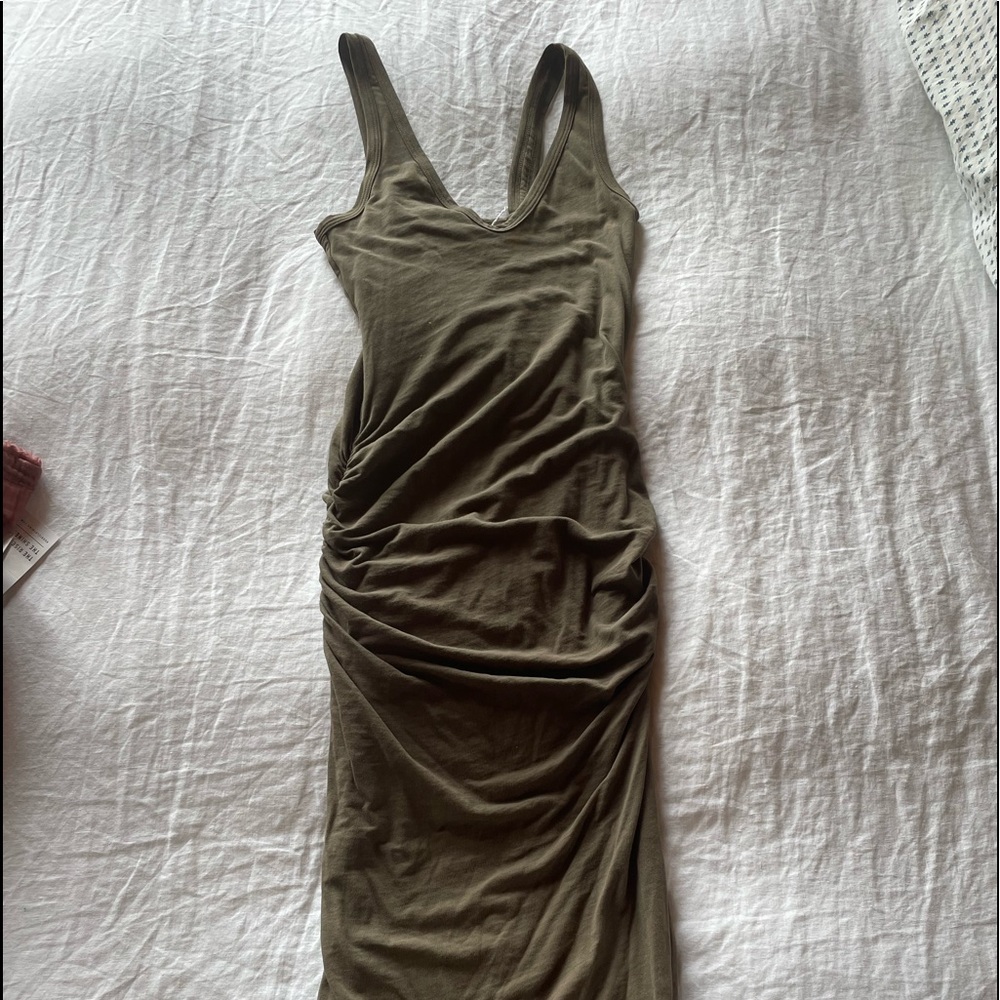 James Perse rouched dress, olive, size 1